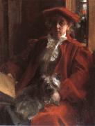 Anders Zorn Emma Zorn and Mouche the Dog oil